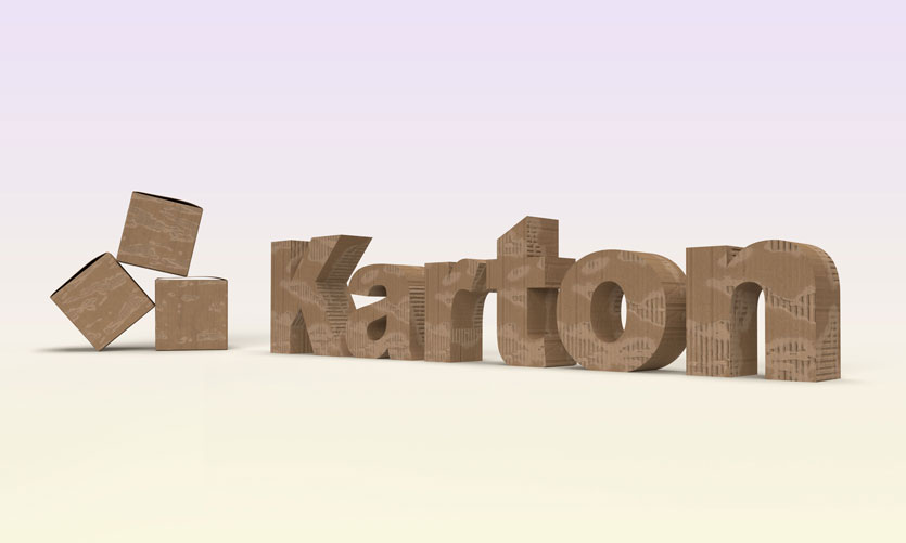 Karton Buchstaben 3D Render