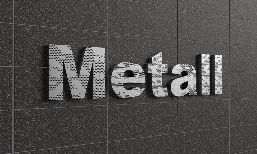 Metall 3D Render Schrift