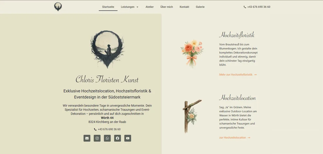 Projekt-Screenshot der Website chloris-floristenkunst.at