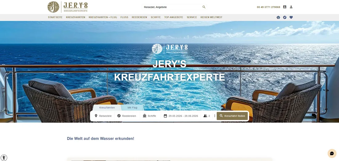Projekt-Screenshot der Reise-Website jerys.de
