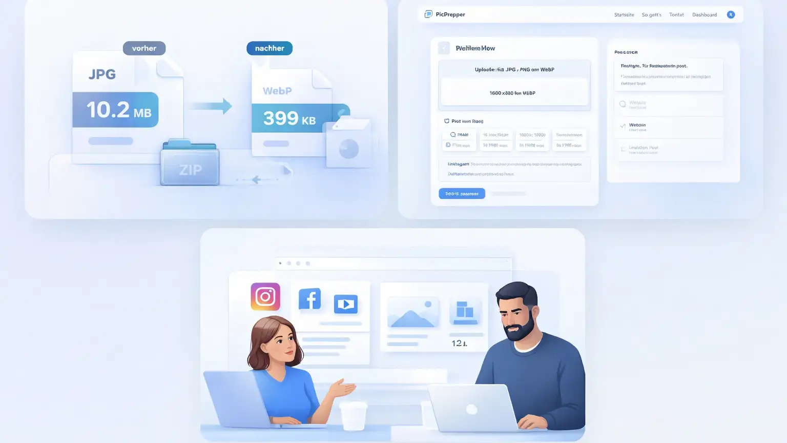 PicPrepper: Bilder f&uuml;r Web und Social Media optimieren &mdash; Vorher-Nachher-Kompression und Export-Workflow