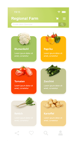 App Design Lebensmittel Adobe XD Template Regional Farm