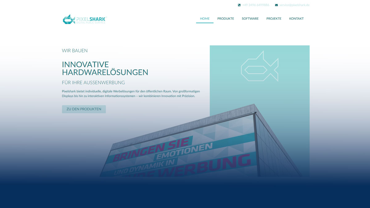 Screenshot der Website pixelshark.de
