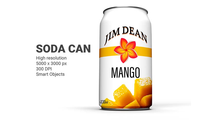Getränkedose Mockup: Photoshop PSD Mockup Produkt Dose mit Wassertropfen. 2 Getraenkedose-Mockup-mit-deinem-design