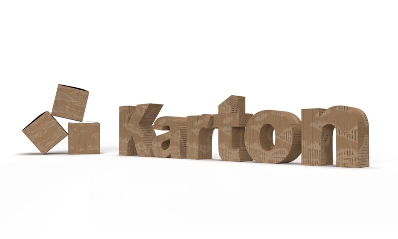 Karton Buchstaben 3D Render 1 Karton Buchstaben 3D