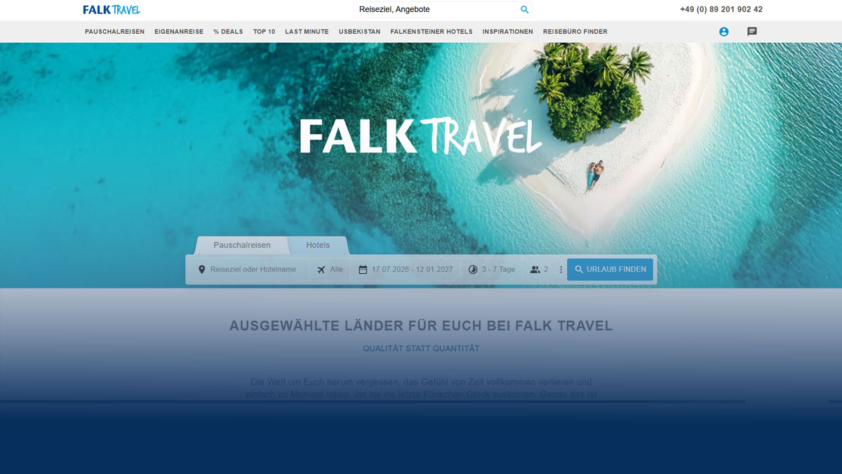 Referenzen 1 Screenshot der Website falk.travel