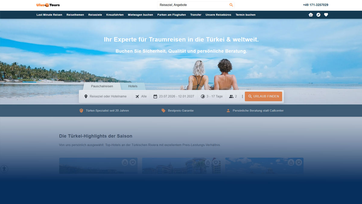 Referenzen 13 Screenshot der Website ulus-tours.de