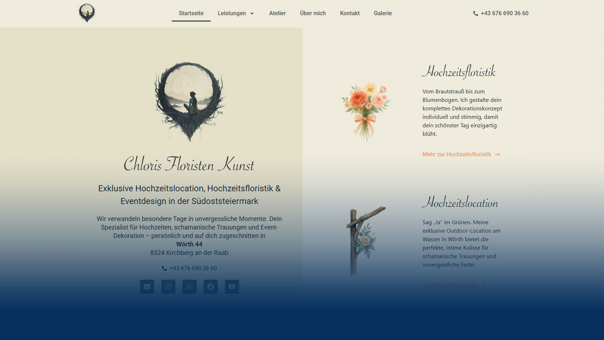 Referenzen 2 Screenshot der Website chloris-floristenkunst.at
