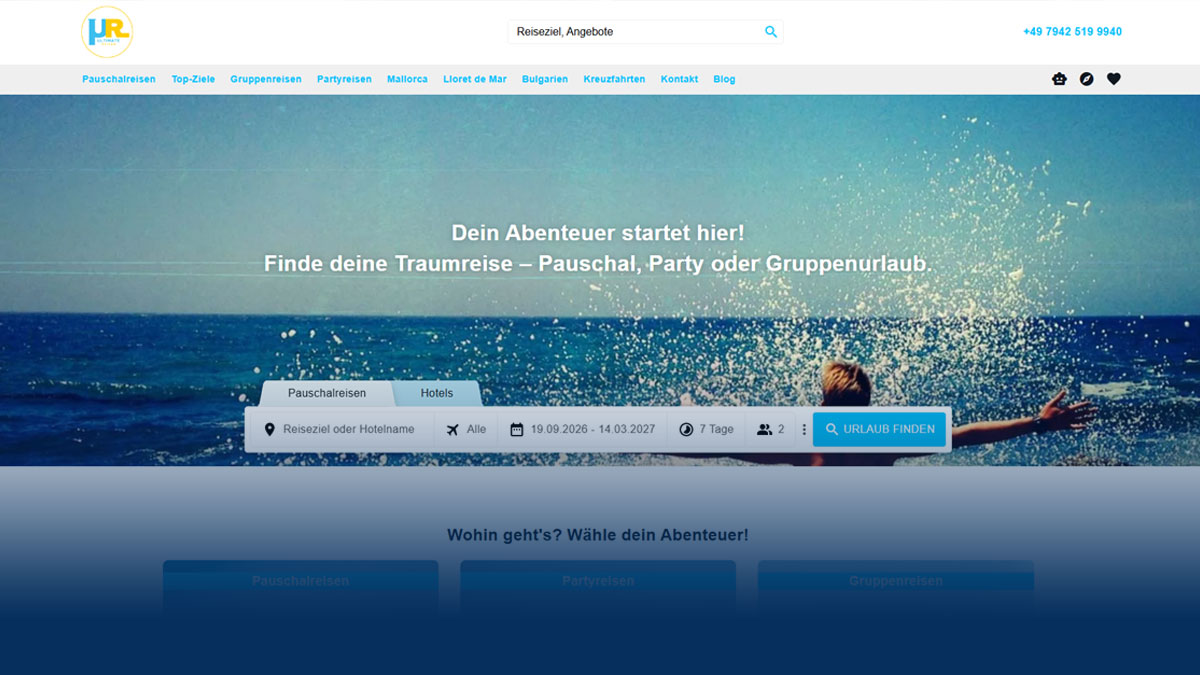 Referenzen 6 Screenshot der Website ultimate-reisen.de